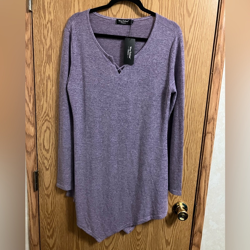 Way Tolan NWT Purple Long Sleeve‎ pullover neck sweater with cross cross XL